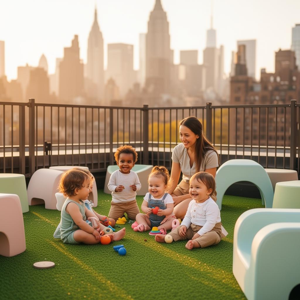 Children at the rooftop playground